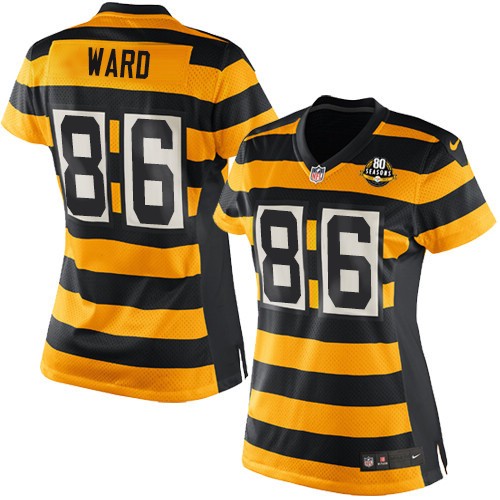 Women's Limited Hines Ward 80th Anniversary Nike Jersey Gold/Black Alternate - #86 Throwback NFL Pittsburgh Steelers